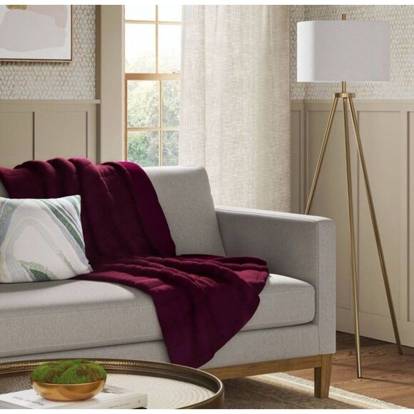 Channel Faux Fur Throw - Threshold Berry NEW - Picture 5 of 8